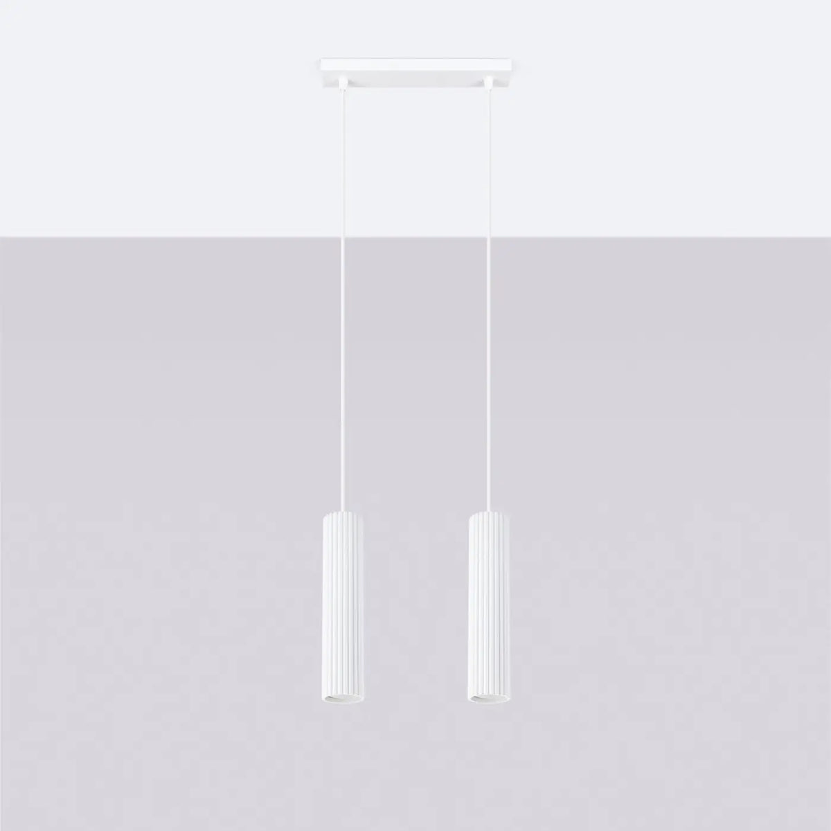 Suspension en rampe de 2 à 4 cylindres d'aluminium nervuré, GU10, blanc
