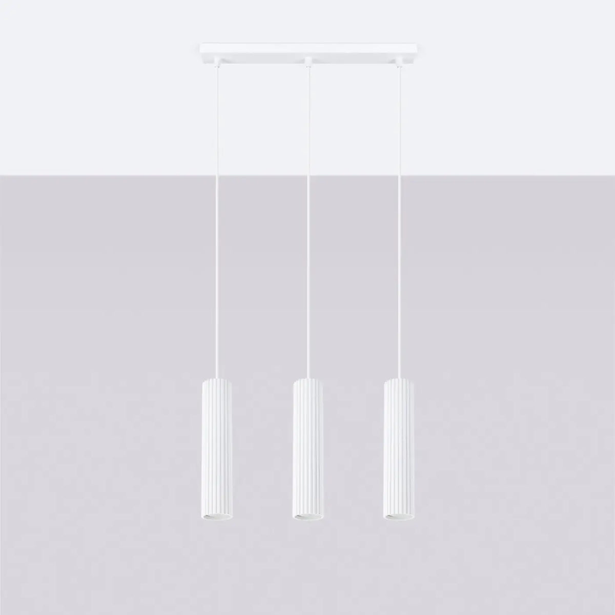 Suspension en rampe de 2 à 4 cylindres d'aluminium nervuré, GU10, blanc