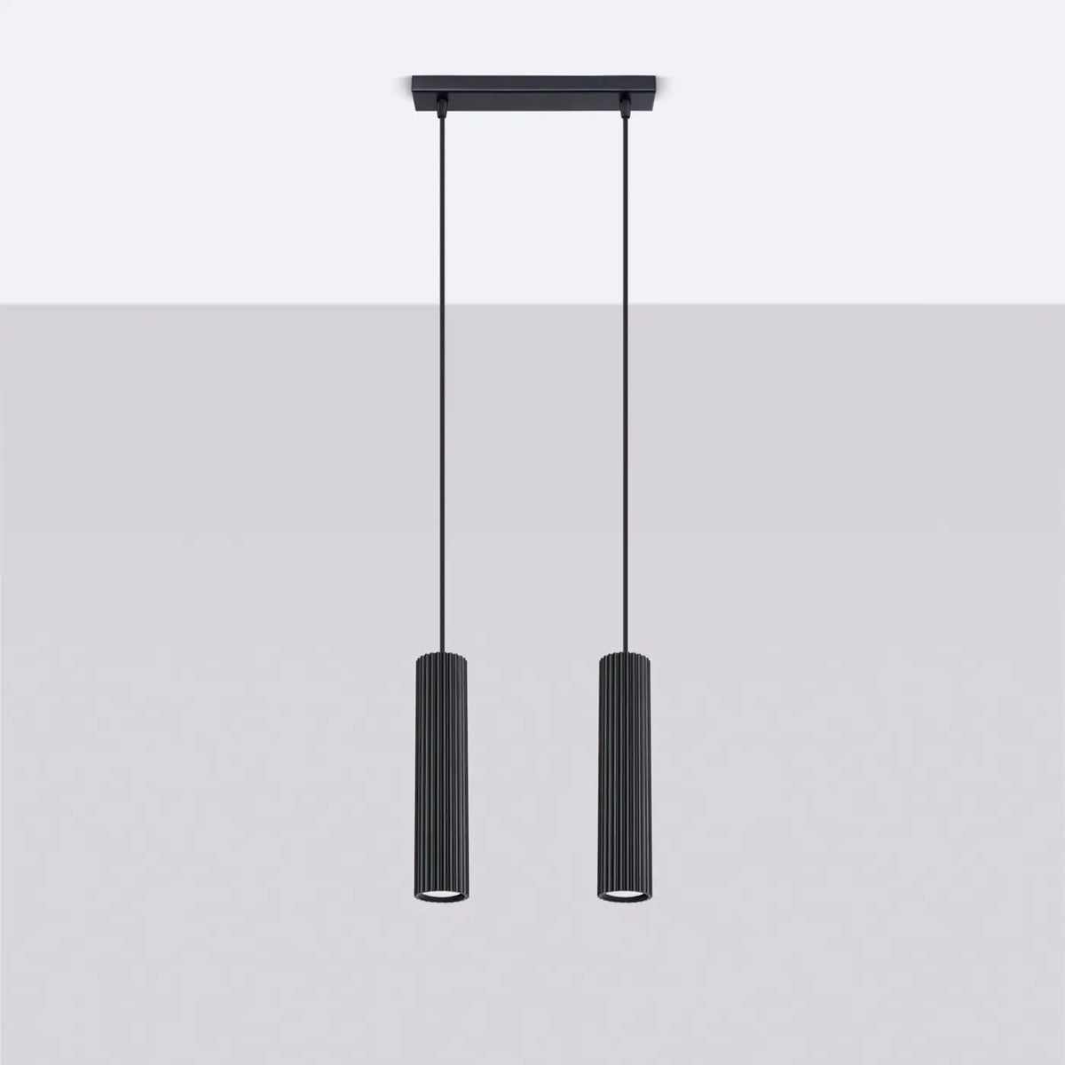 Suspension en rampe de 2 à 4 cylindres d'aluminium nervuré, GU10, noir