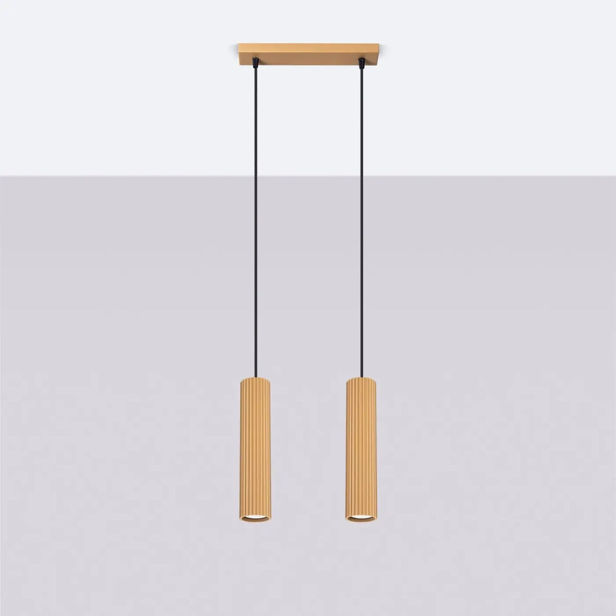 Suspension en rampe de 2 à 4 cylindres d'aluminium nervuré, GU10, doré