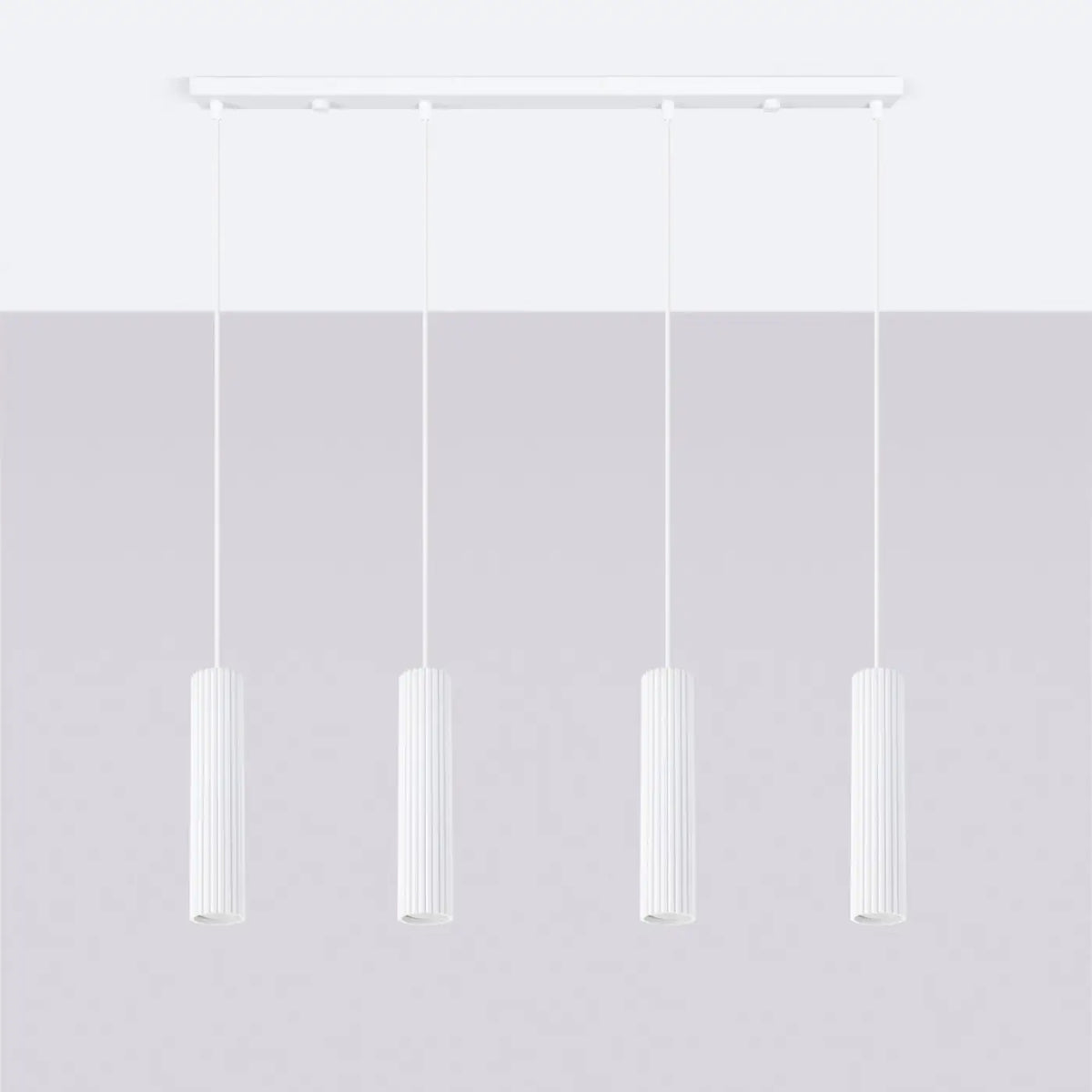 Suspension en rampe de 2 à 4 cylindres d'aluminium nervuré, GU10, blanc