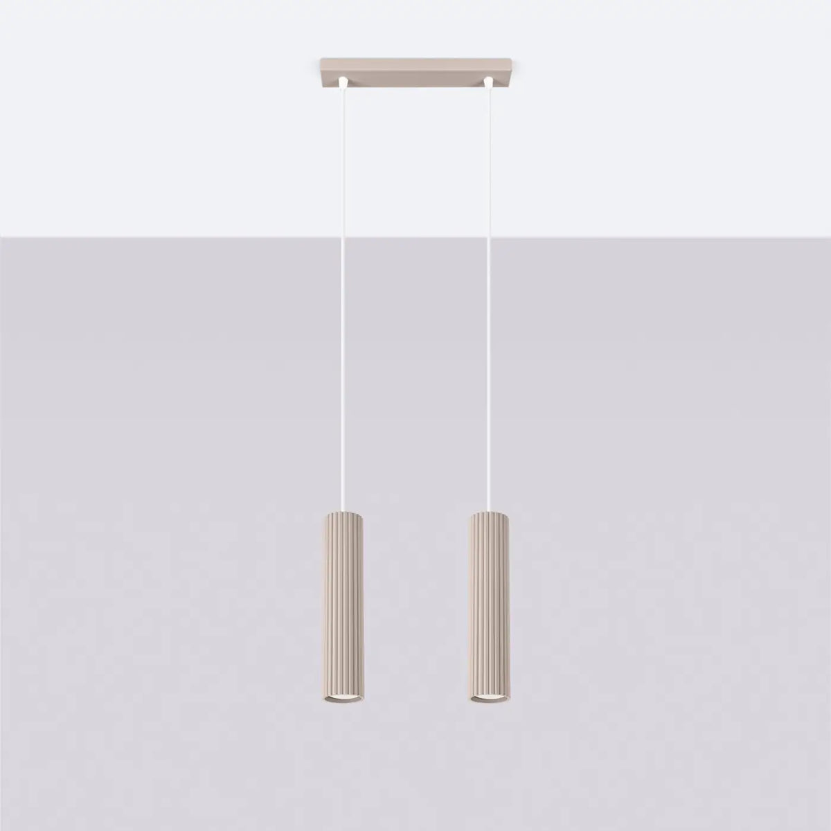 Suspension en rampe de 2 à 4 cylindres d'aluminium nervuré, GU10, taupe
