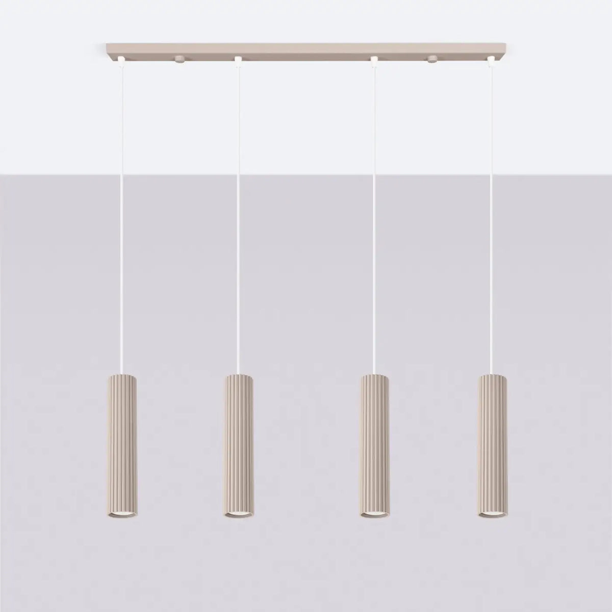 Suspension en rampe de 2 à 4 cylindres d'aluminium nervuré, GU10, taupe