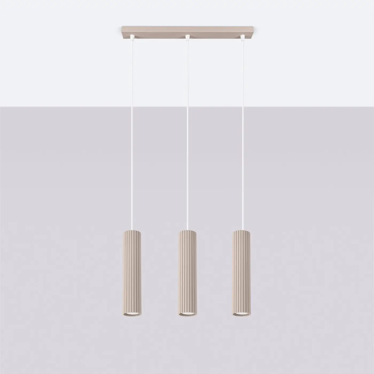 Suspension en rampe de 2 à 4 cylindres d'aluminium nervuré, GU10, taupe