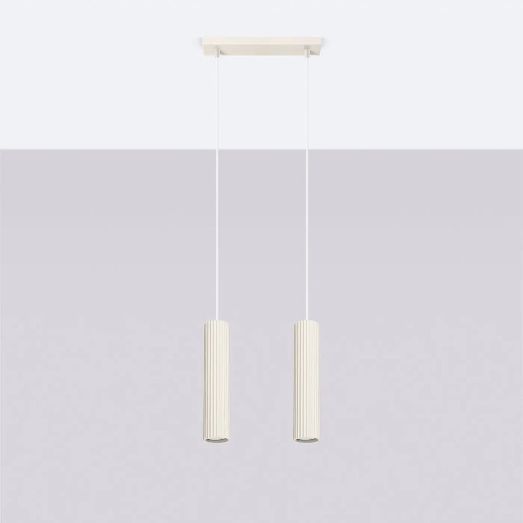 Suspension en rampe de 2 à 4 cylindres d'aluminium nervuré, GU10, beige