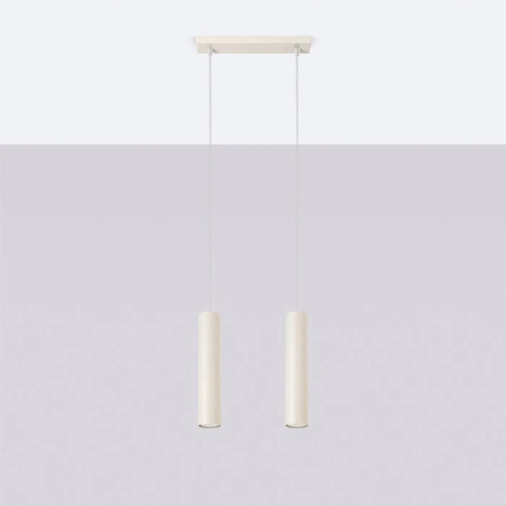 Suspension en rampe à 2 ou 3 tubes d'acier lisse, ampoules GU10, beige