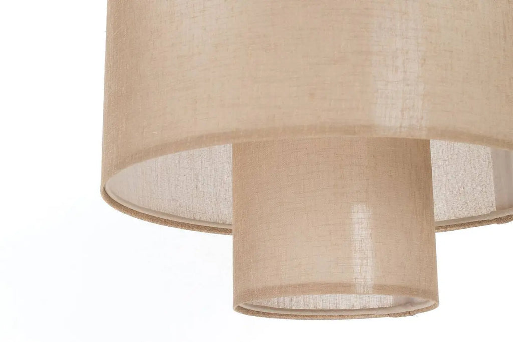 Suspension double abat-jour en tissu effet lin, marron clair