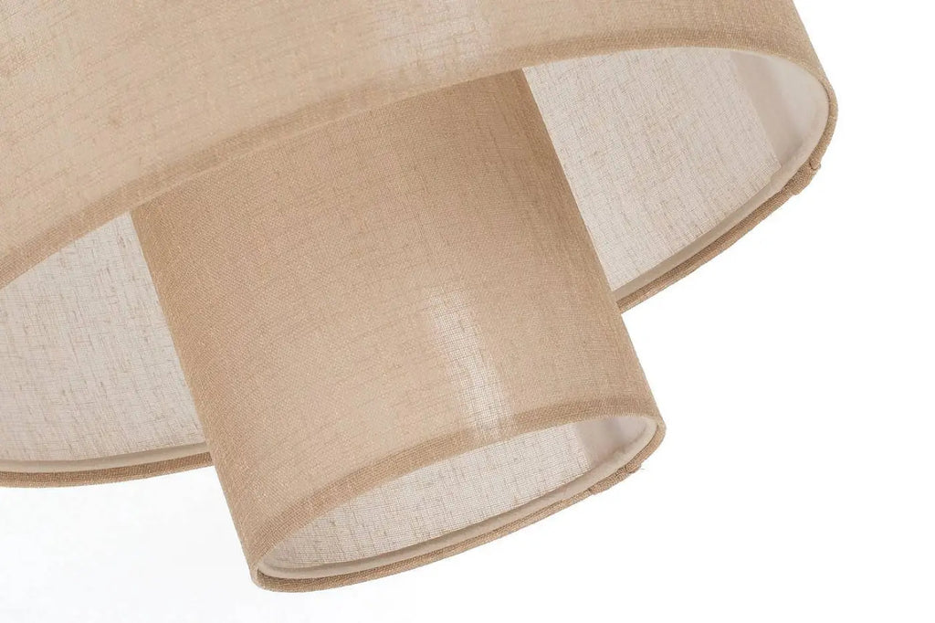 Suspension double abat-jour en tissu effet lin, marron clair