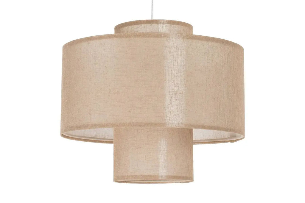 Suspension double abat-jour en tissu effet lin, marron clair