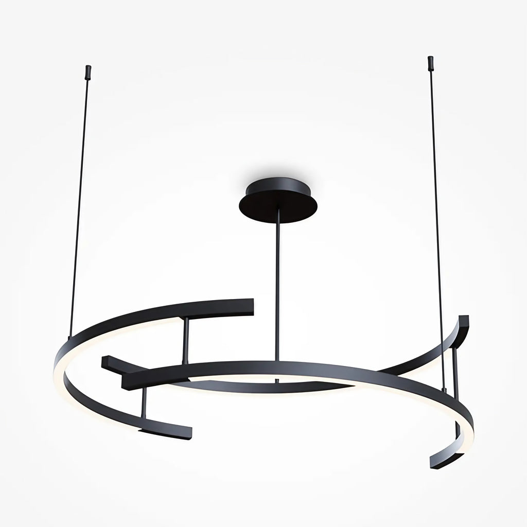 Suspension LED circulaire en lignes d'acier noir, 83 cm