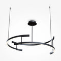 Suspension LED circulaire en lignes d'acier noir, 83 cm