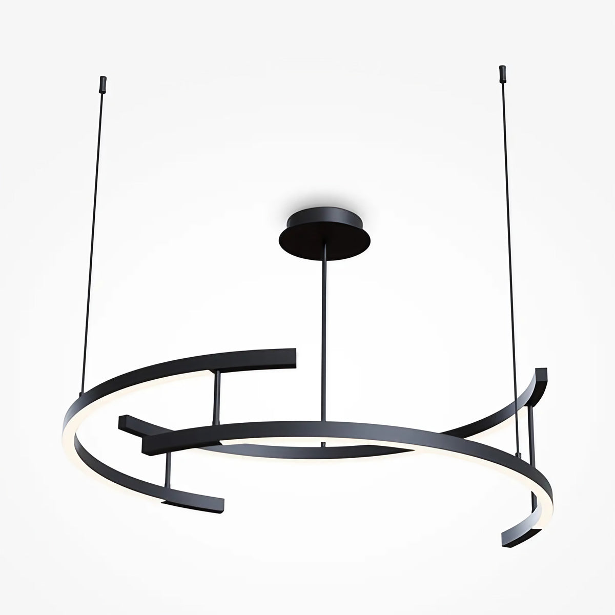 Suspension LED circulaire en lignes d'acier noir, 83 cm