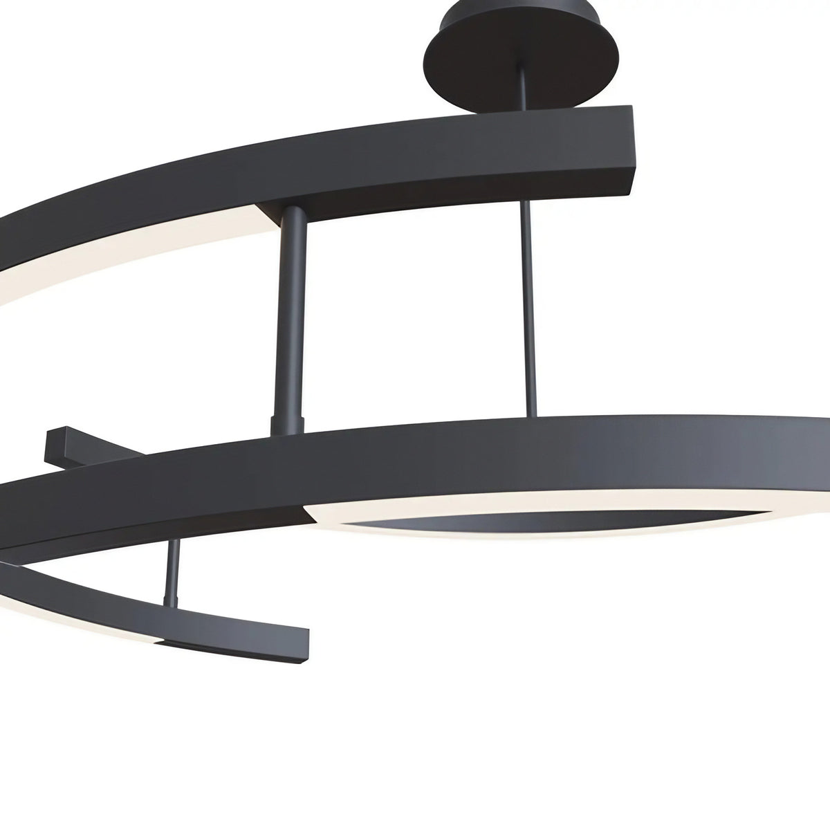 Suspension LED circulaire en lignes d'acier noir, 83 cm