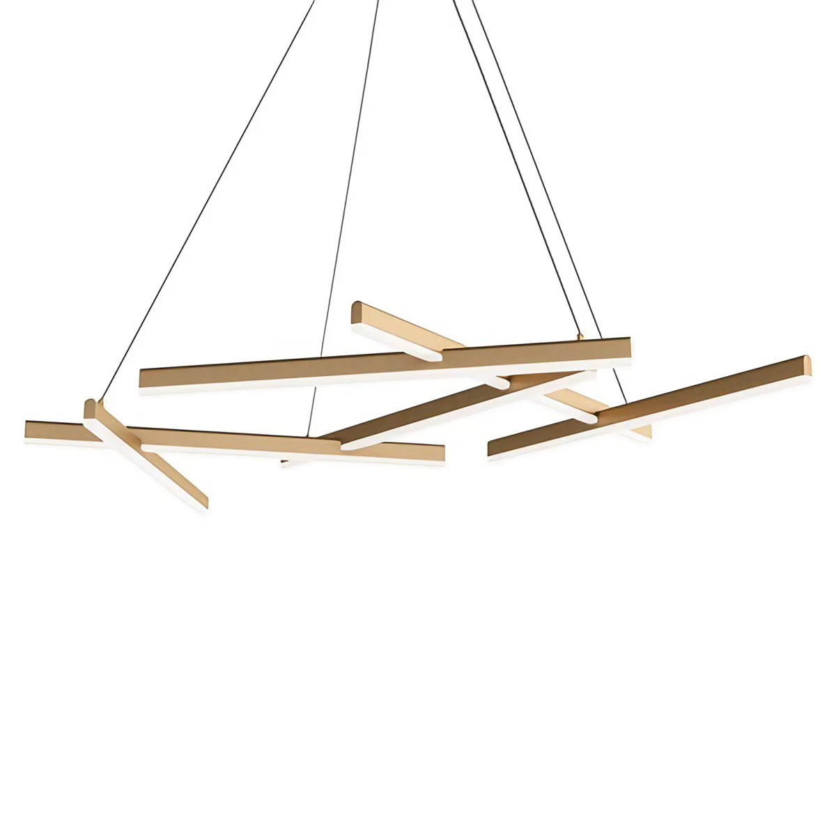 Suspension LED linéaire à tracé géométrique, acier doré, 101 cm