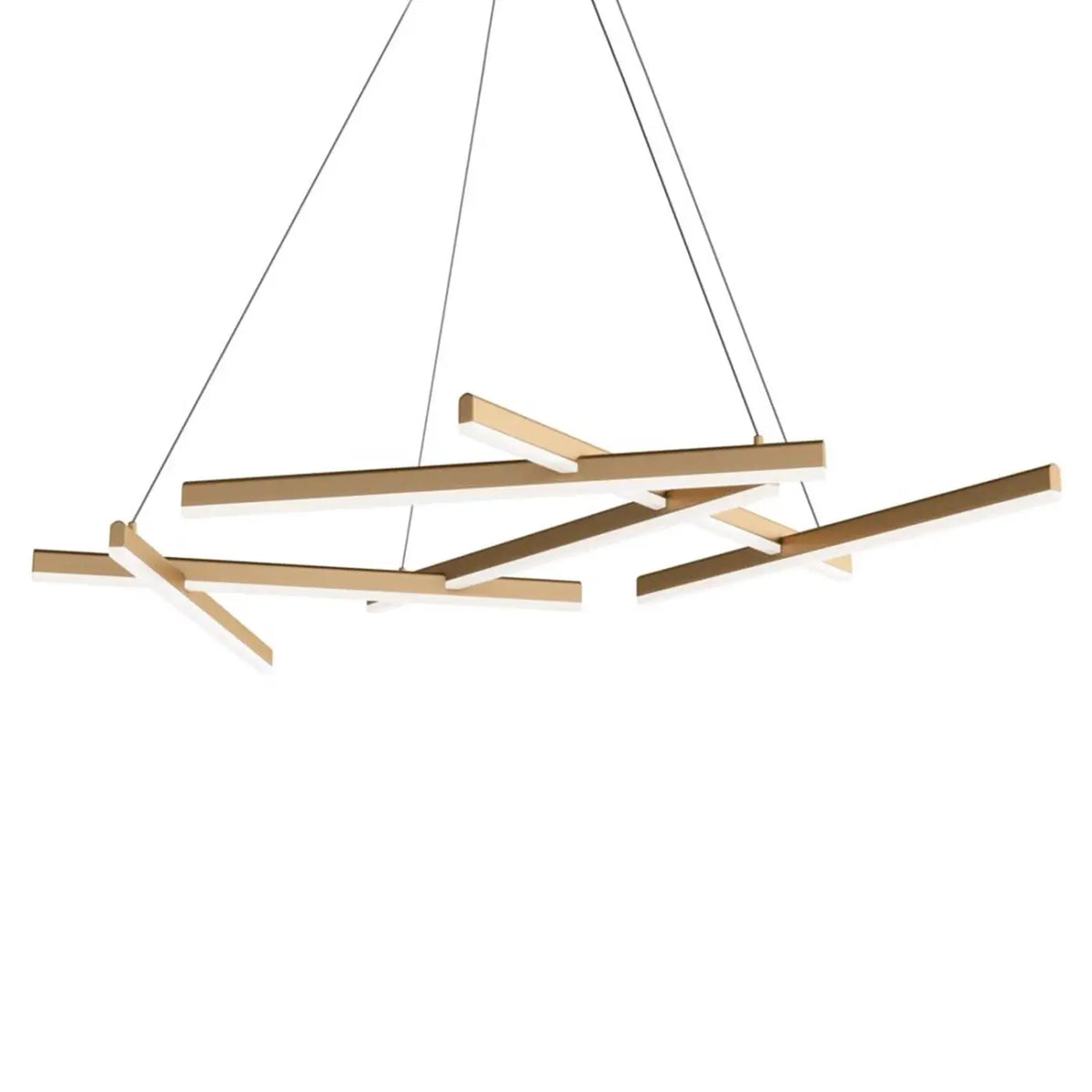 Suspension LED linéaire à tracé géométrique, acier doré, 101 cm