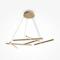 Suspension LED linéaire à tracé géométrique, acier doré, 101 cm