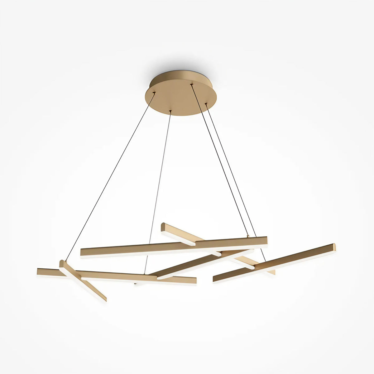 Suspension LED linéaire à tracé géométrique, acier doré, 101 cm