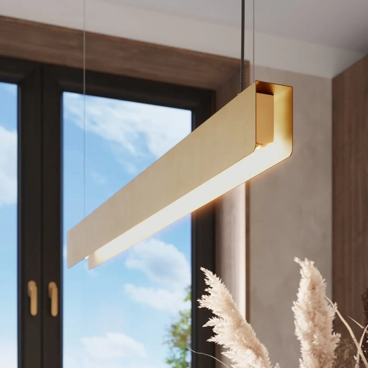 Suspension linéaire en acier de 100 cm, blanc, noir ou doré