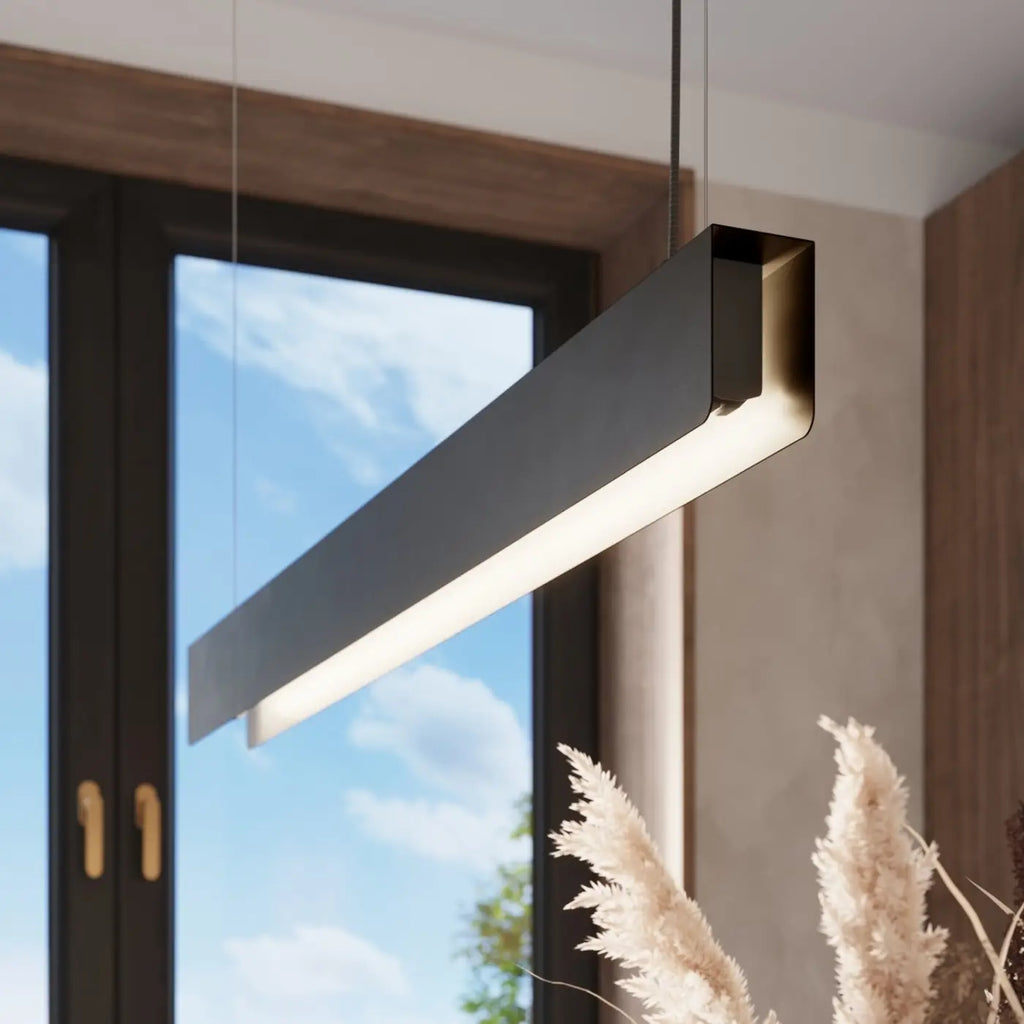 Suspension linéaire en acier de 100 cm, blanc, noir ou doré