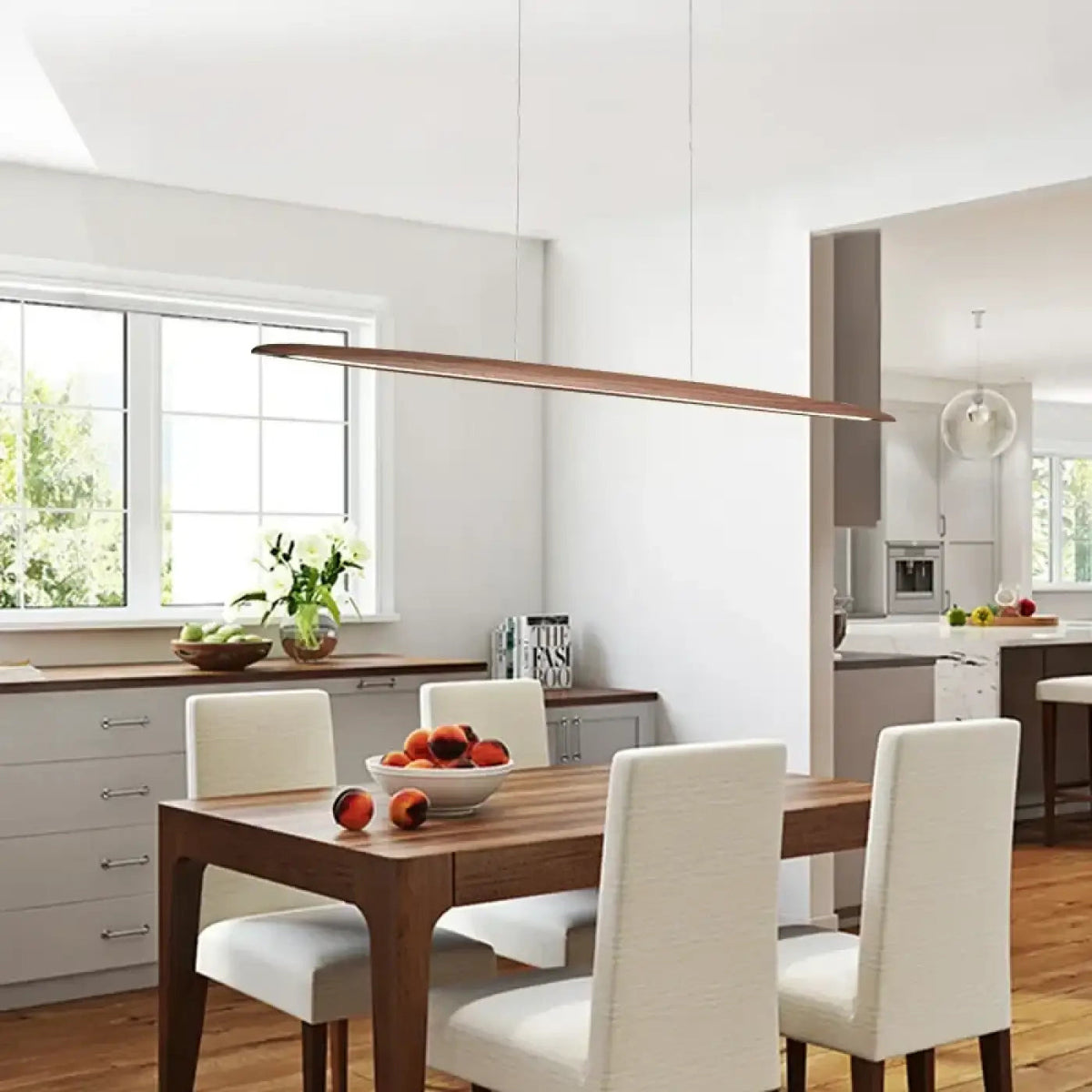 Suspension linéaire en bois pour table à manger, 5 tailles