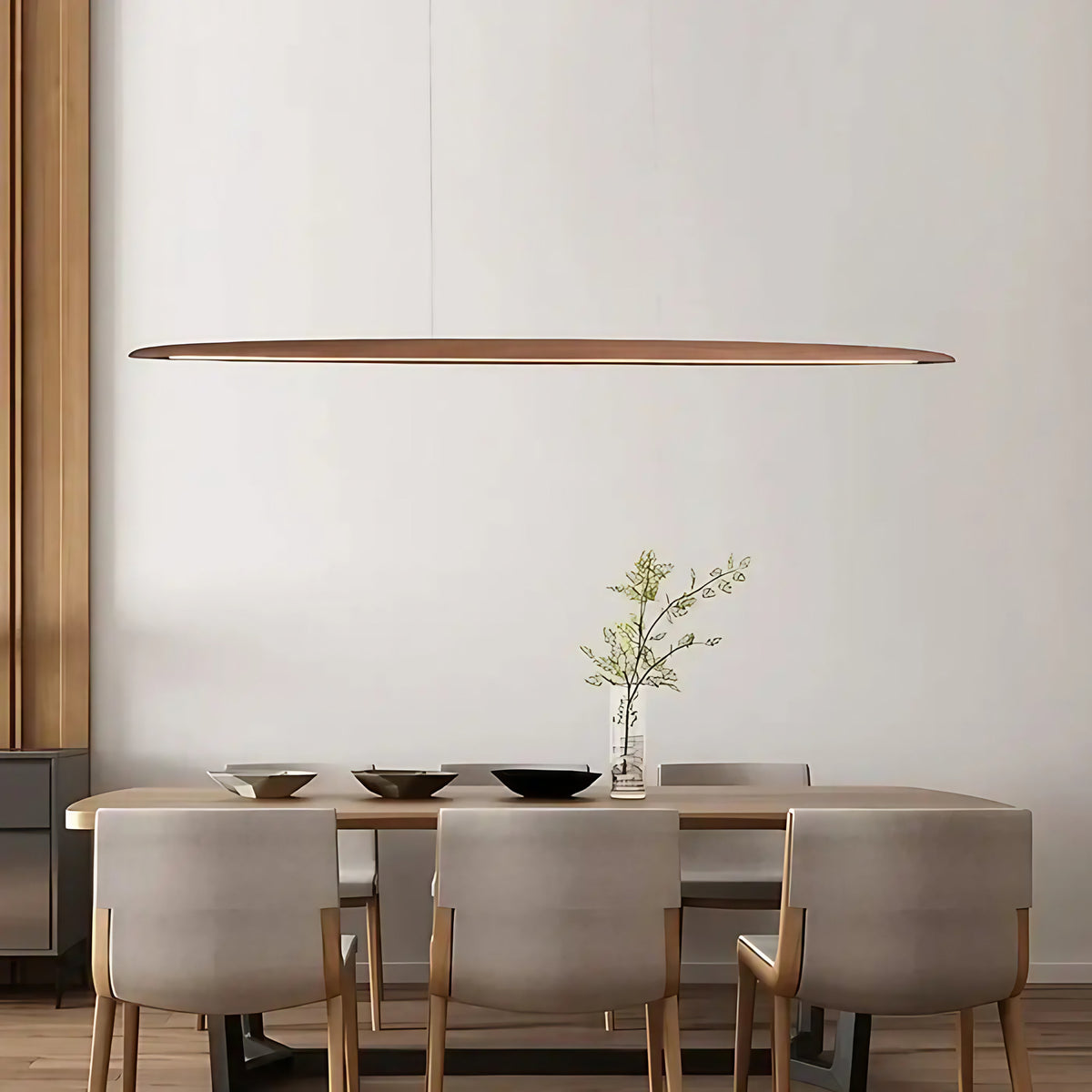 Suspension linéaire en bois pour table à manger, 5 tailles