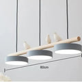 Suspension linéaire à 3 disques LED, bois et métal, 6 coloris, gris