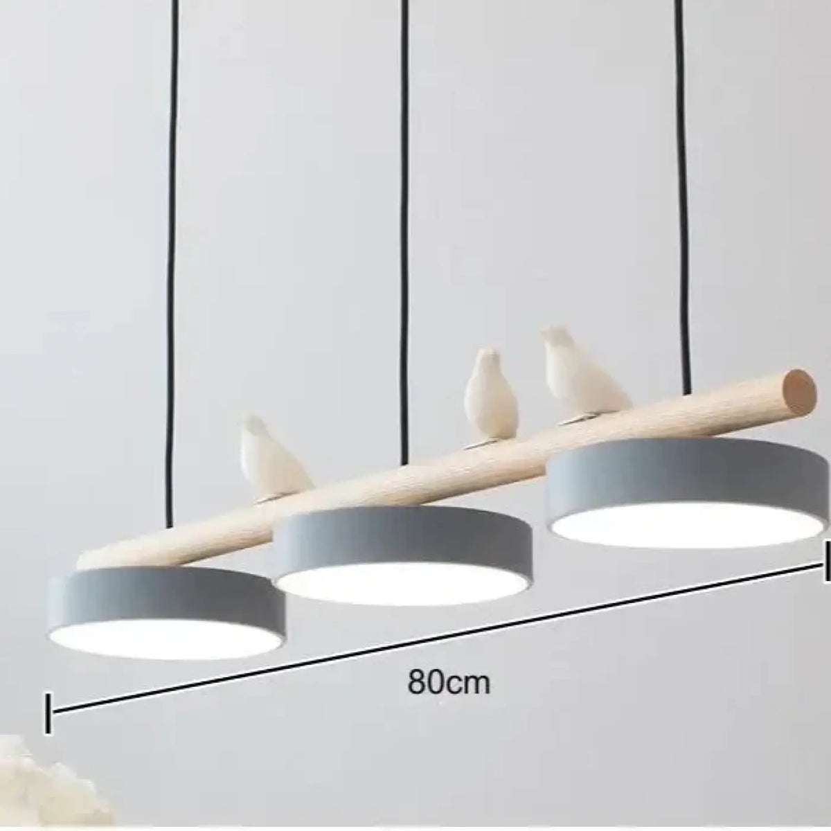 Suspension linéaire à 3 disques LED, bois et métal, 6 coloris, gris
