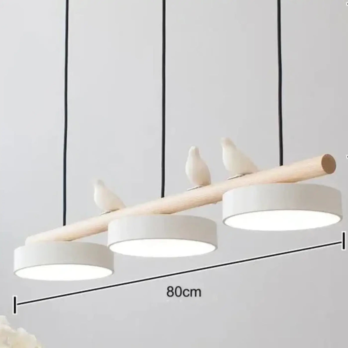 Suspension linéaire à 3 disques LED, bois et métal, 6 coloris, blanc