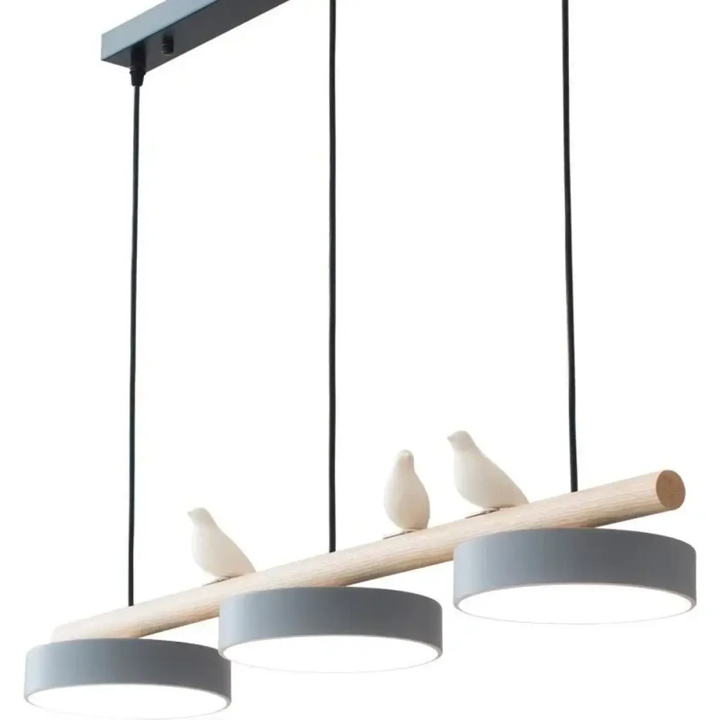 Suspension linéaire à 3 disques LED, bois et métal, 6 coloris