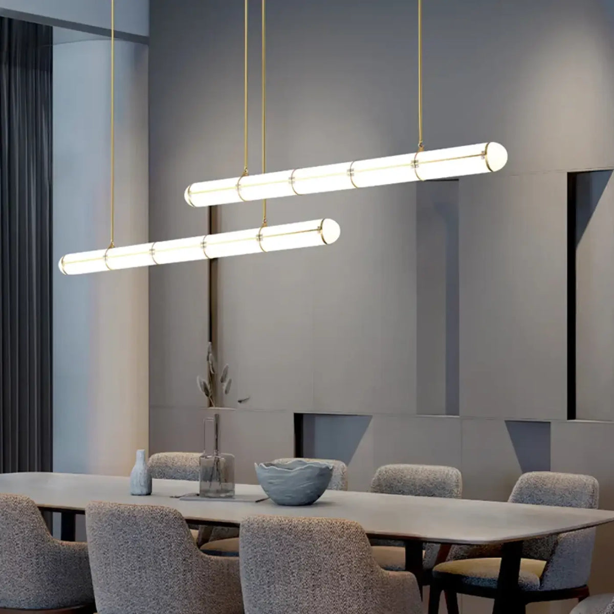 Suspension LED linéaire minimaliste, doré ou noir, S ou M