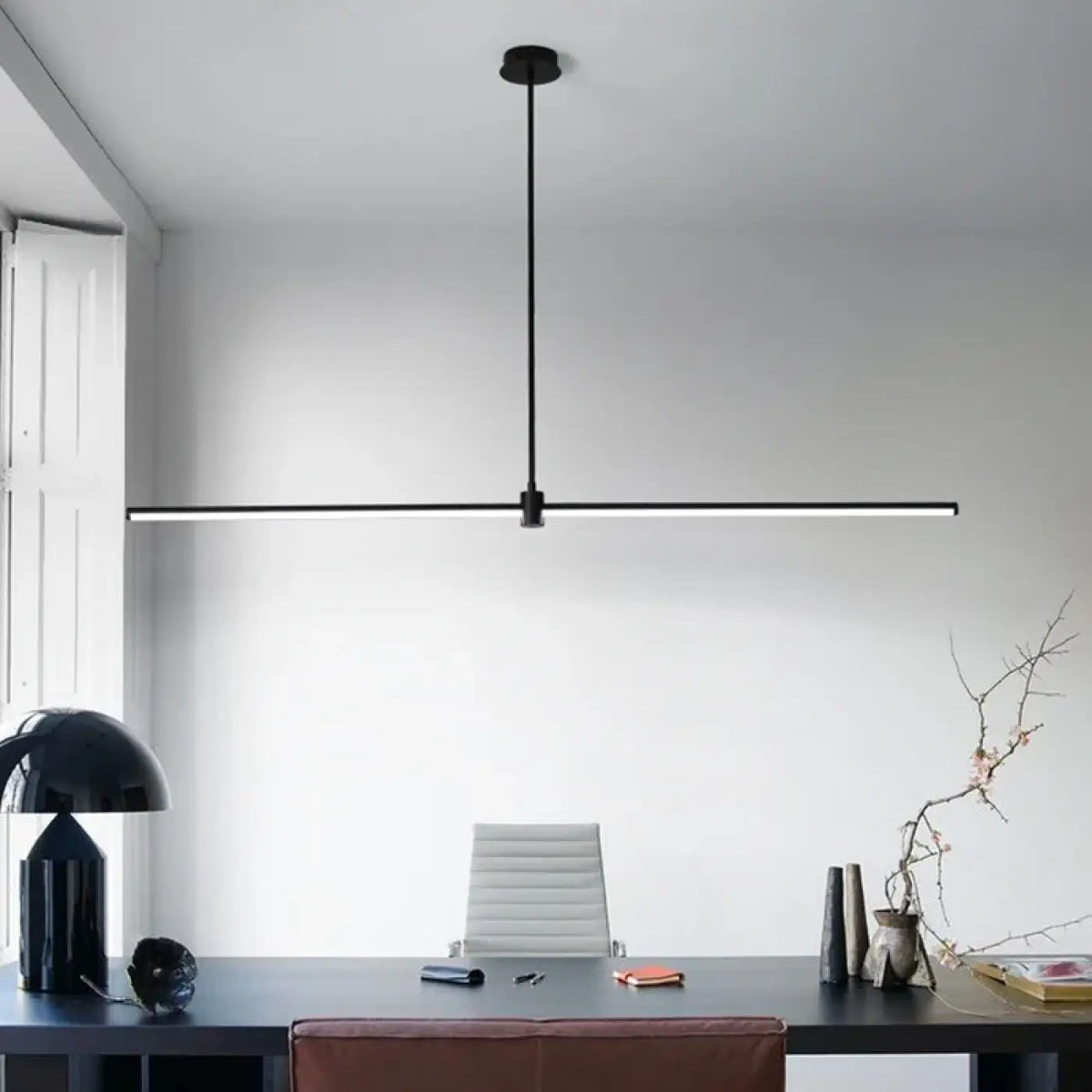 Suspension linéaire LED minimaliste, noire ou blanche