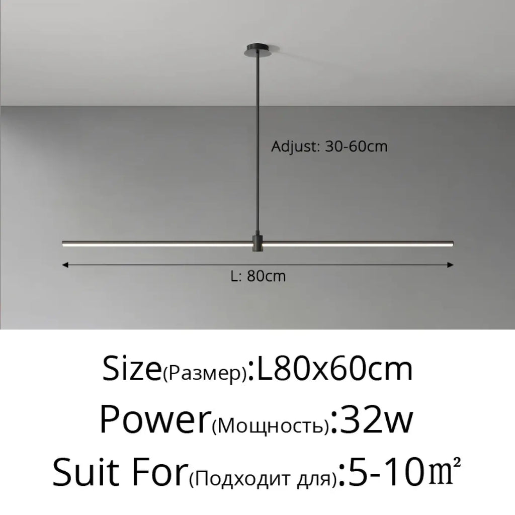 Suspension linéaire LED minimaliste, noire ou blanche