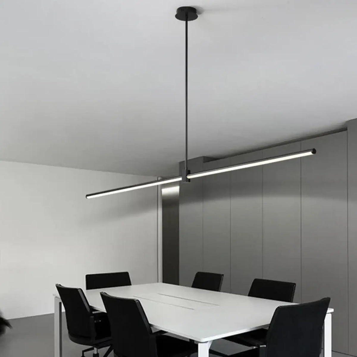 Suspension linéaire LED minimaliste, noire ou blanche, noir