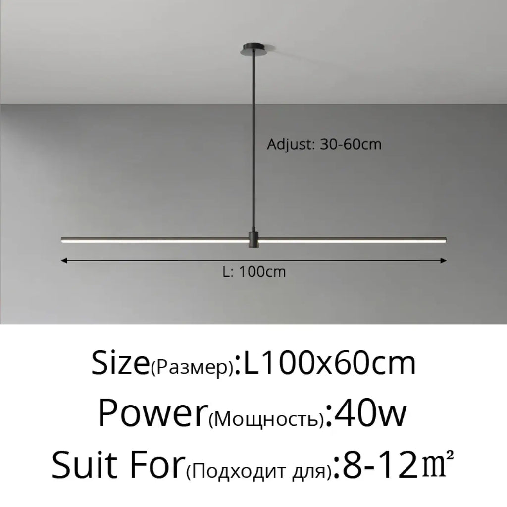 Suspension linéaire LED minimaliste, noire ou blanche