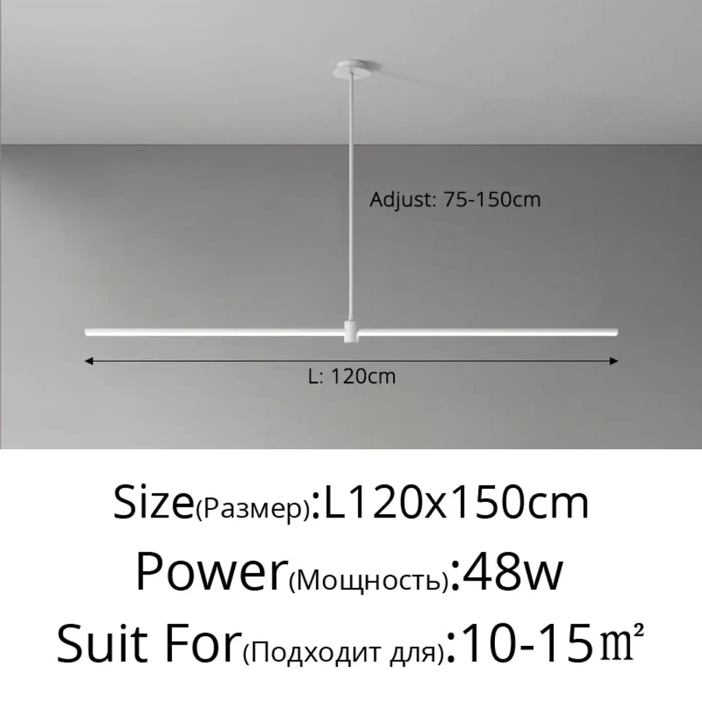Suspension linéaire LED minimaliste, noire ou blanche