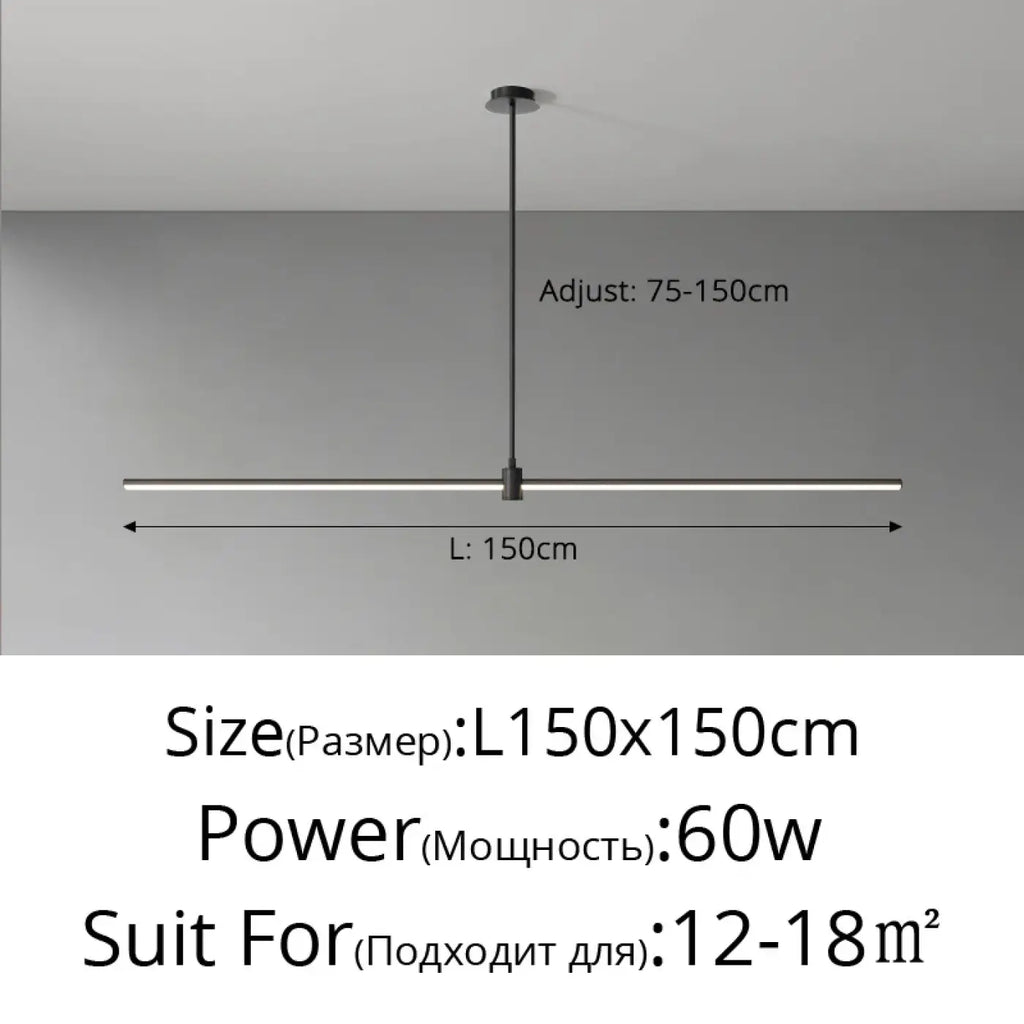 Suspension linéaire LED minimaliste, noire ou blanche