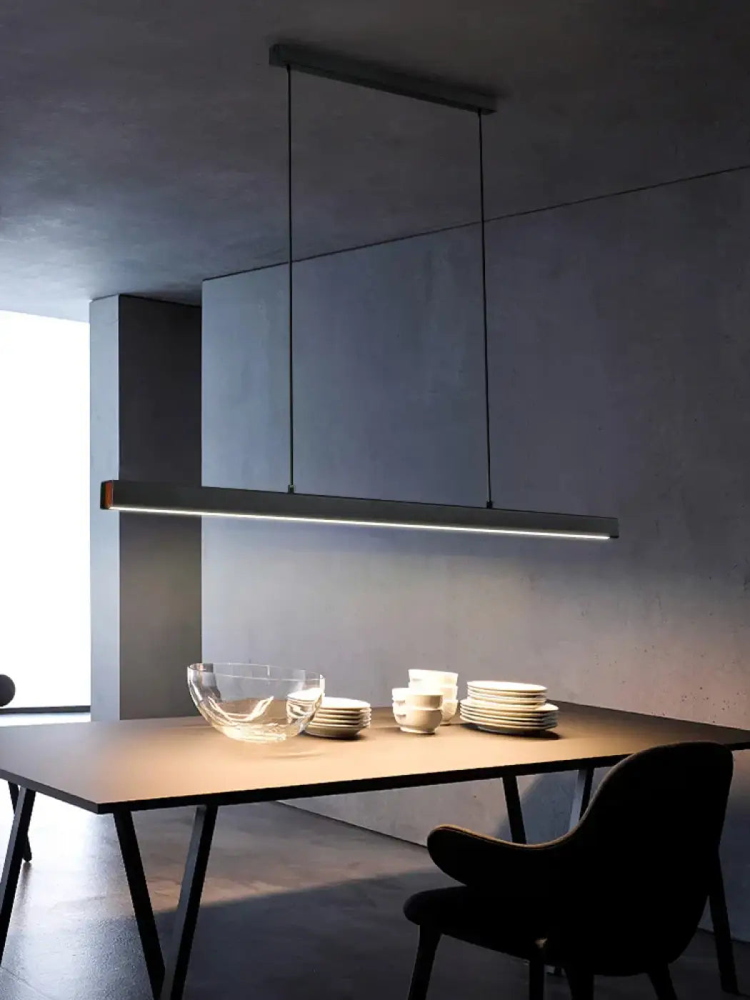 Suspension linéaire LED noire, quatre tailles, lumière au choix