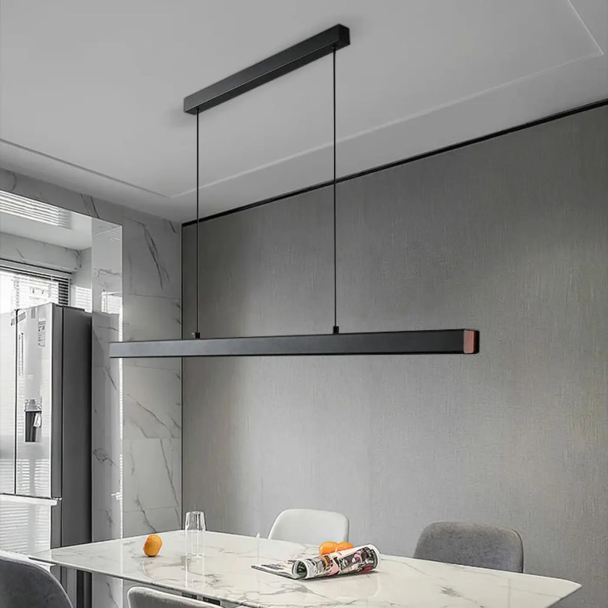 Suspension linéaire LED noire, quatre tailles, lumière au choix