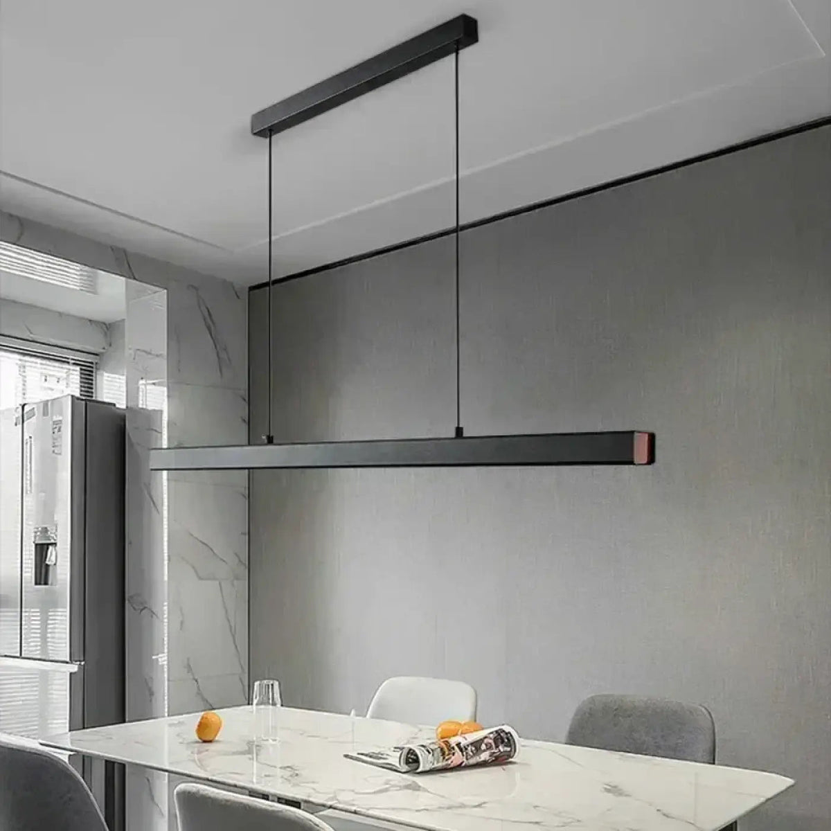 Suspension linéaire minimaliste pour table à manger, 4 tailles, noir