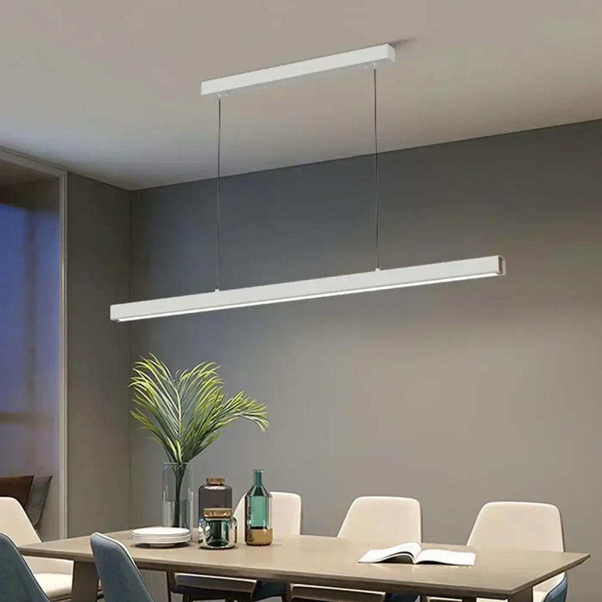 Suspension linéaire minimaliste pour table à manger, 4 tailles, blanc