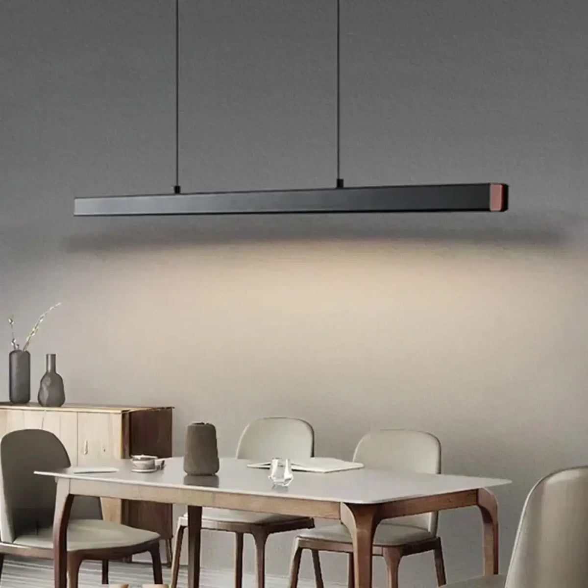 Suspension linéaire minimaliste pour table à manger, 4 tailles, noir