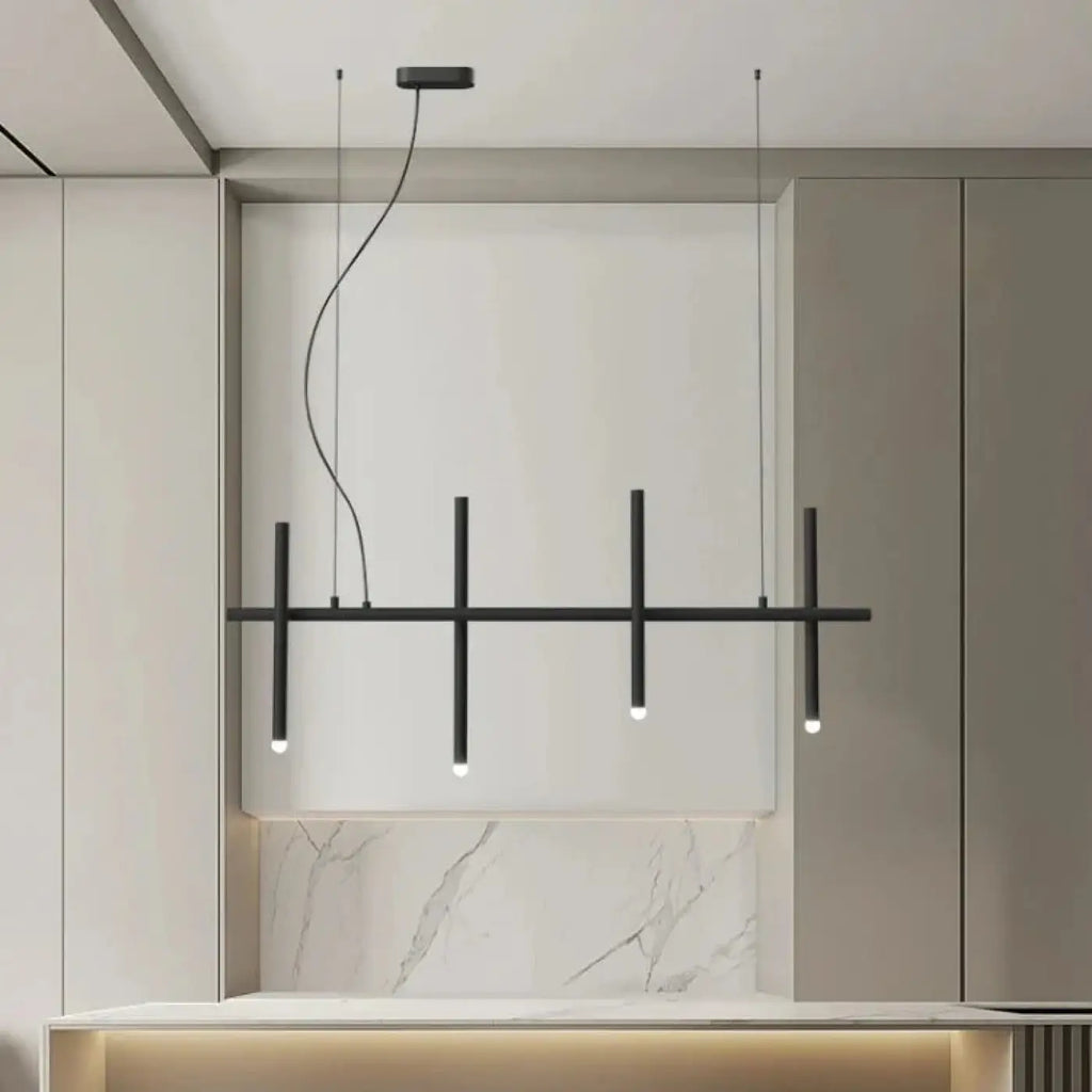 Suspension longue à 6 sources, noire ou rouge, pour table à manger