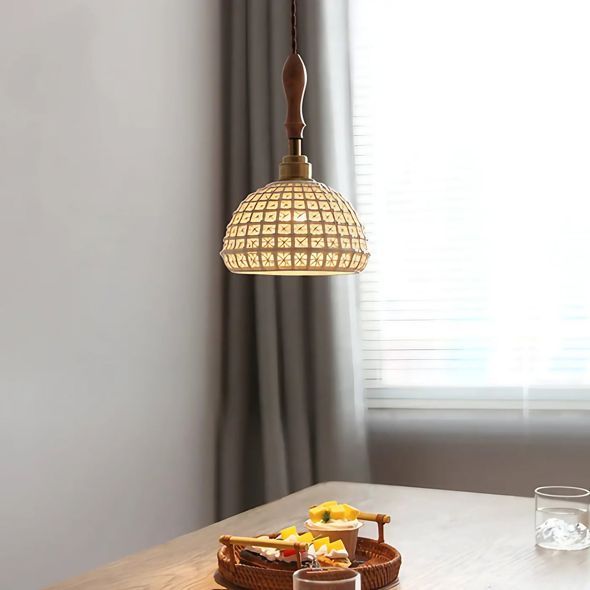 Suspension effet céramique pour cuisine, lumière dirigée