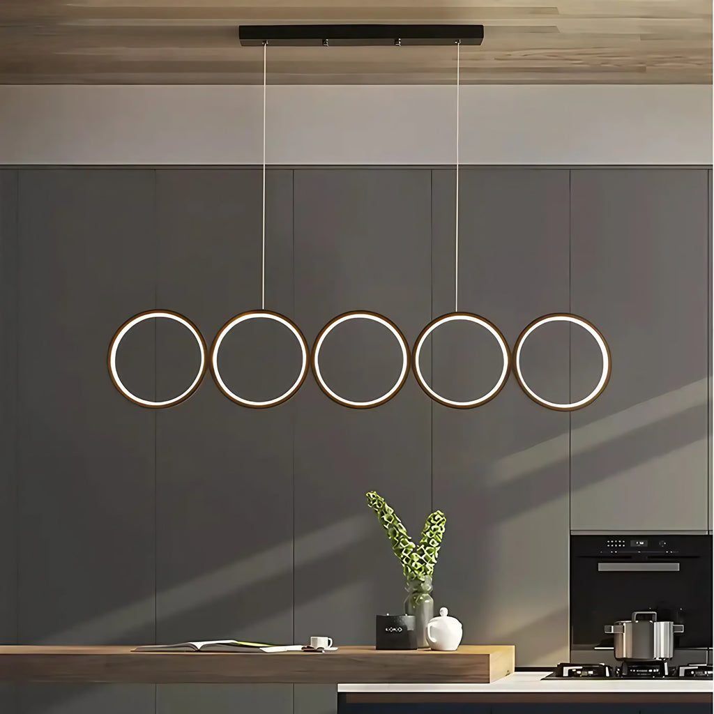 Suspension à anneaux lumineux, ligne épurée, tailles S et M