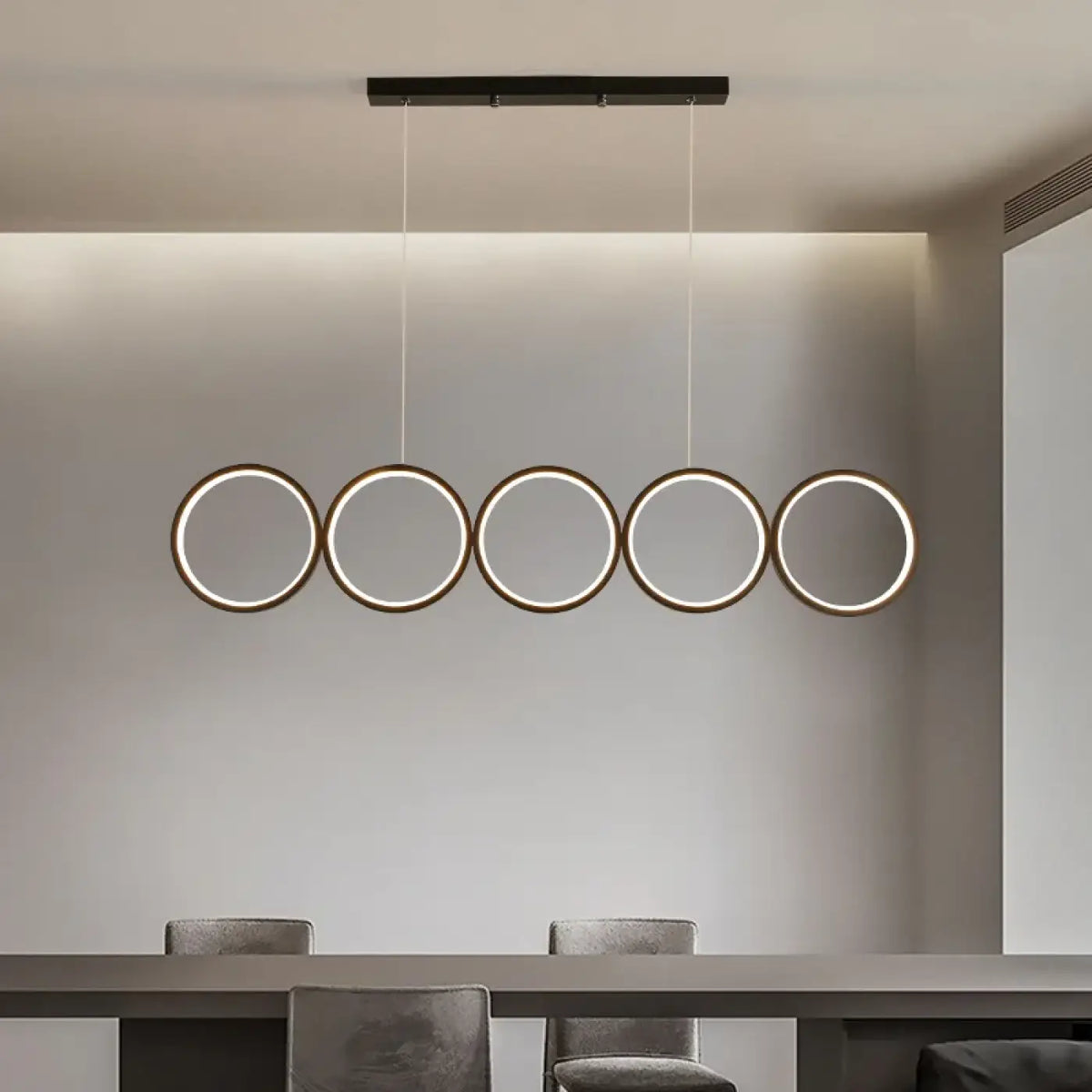 Suspension à anneaux lumineux, ligne épurée, tailles S et M