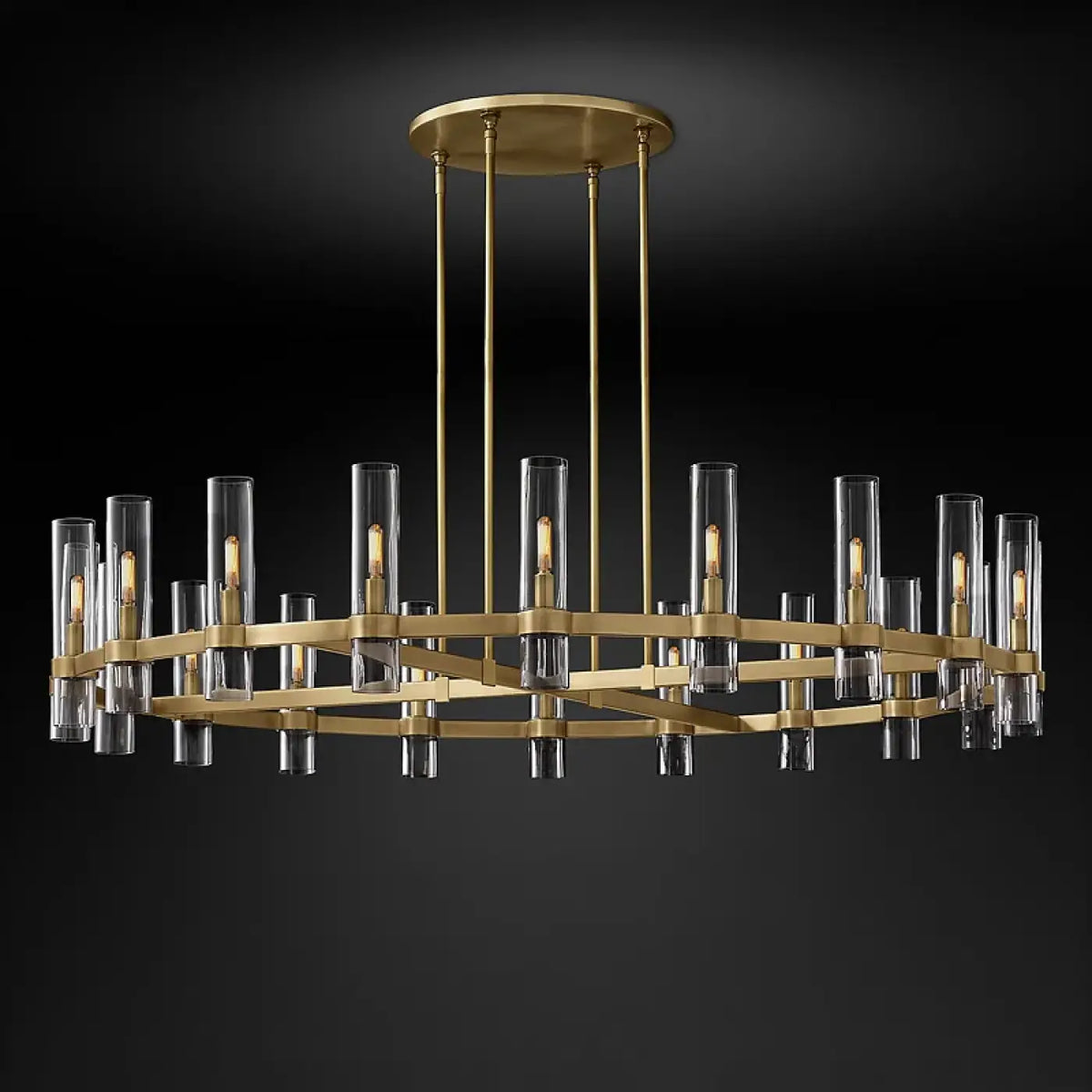 Suspension architecturale en verre cylindrique, tailles S à L