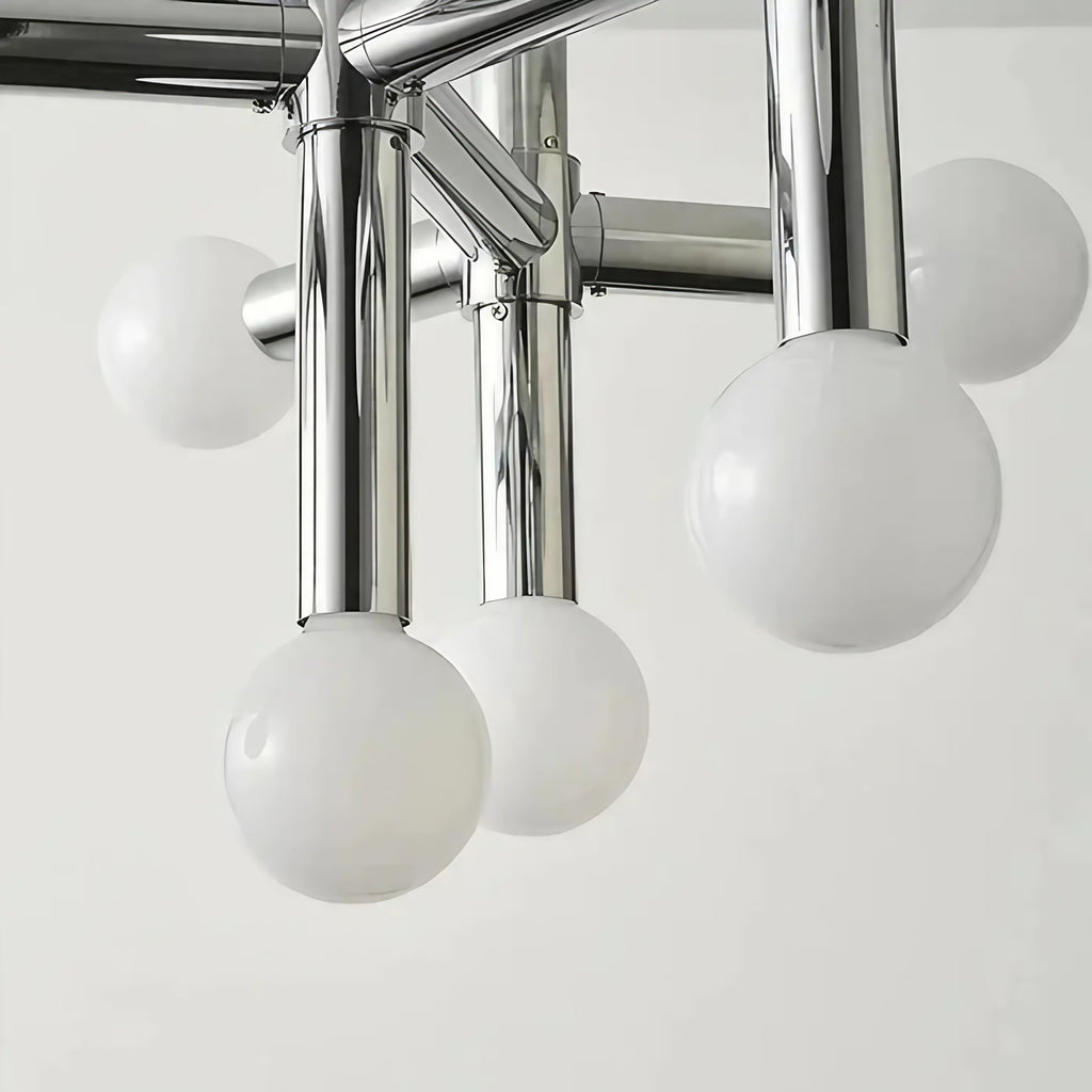 Suspension argentée à 13 boules blanches LED, blanc chaud ou froid