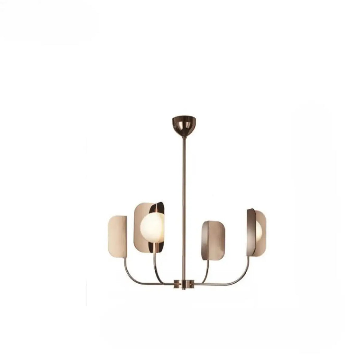 Suspension art déco à globes opalins, métal doré rose, S, M, L