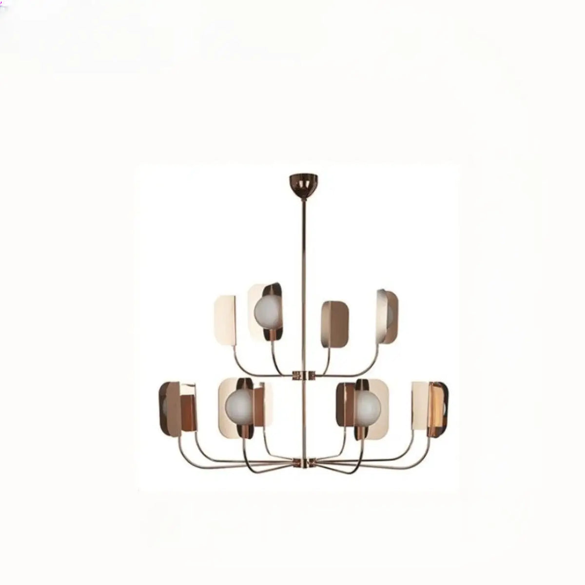 Suspension art déco à globes opalins, métal doré rose, S, M, L