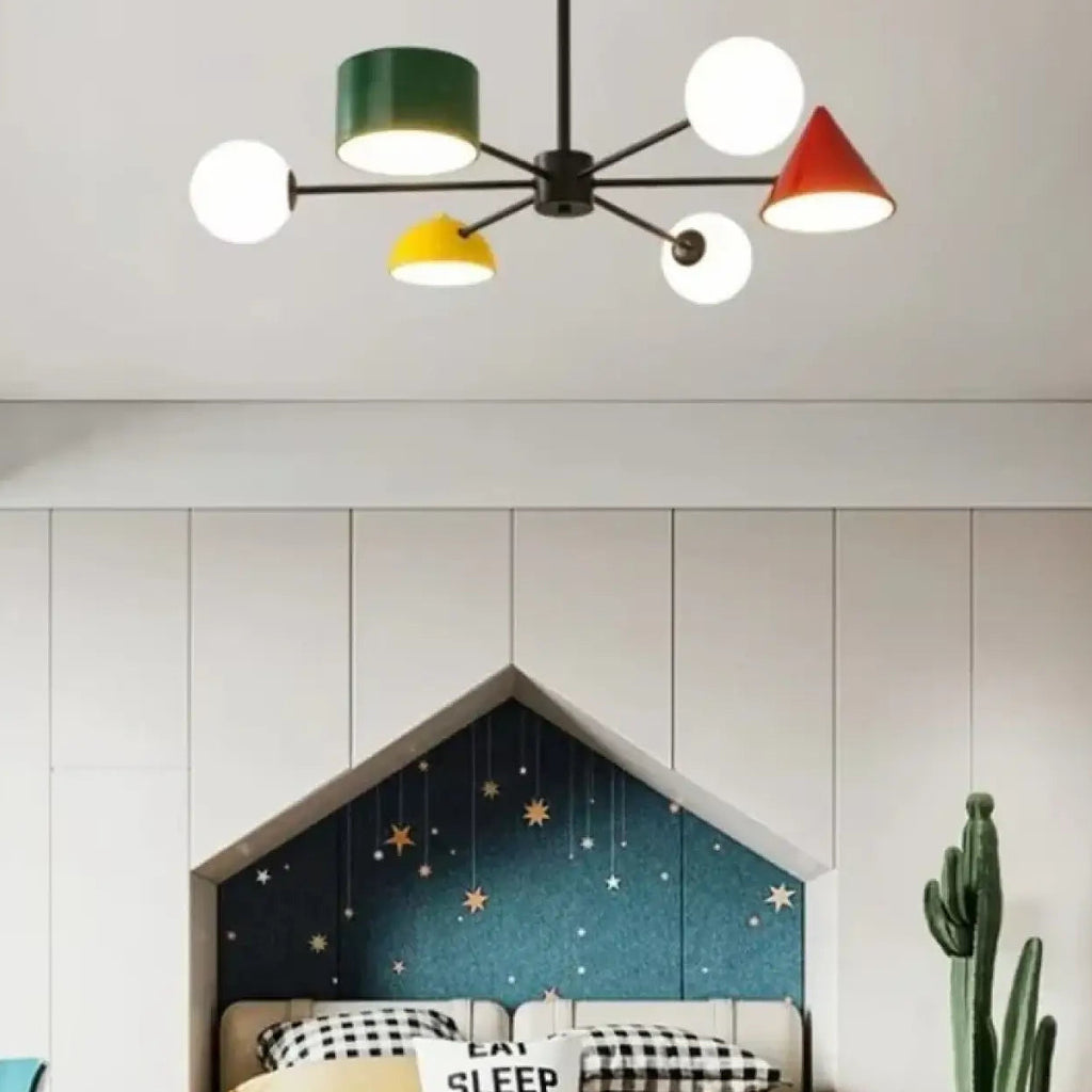 Suspension à abat-jours multicolores en verre opale